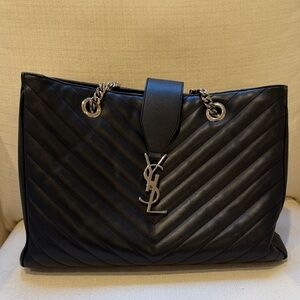 Yves Saint Laurent Black Chevron Shoulder Bag